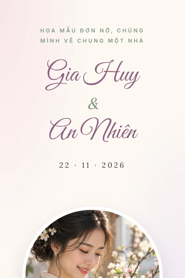 Mẫu thiệp cưới Mẫu Đơn Phấn Hồng
