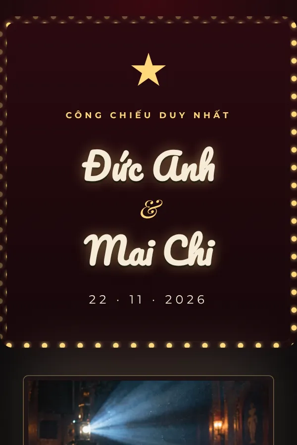 Mẫu thiệp cưới Rạp Chiếu Tình Yêu