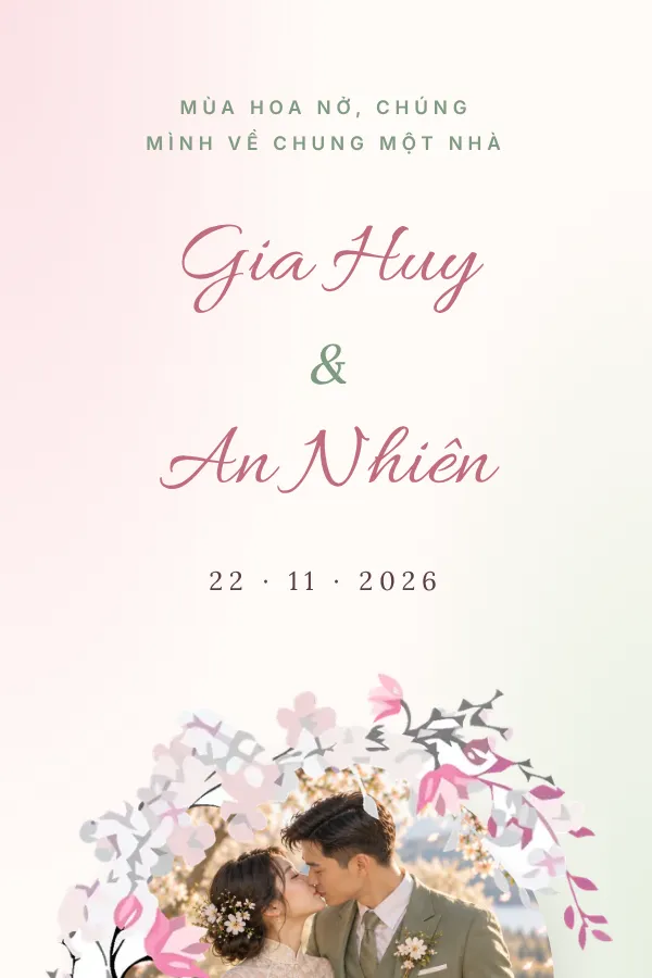 Mẫu thiệp cưới Vườn Hoa Xuân